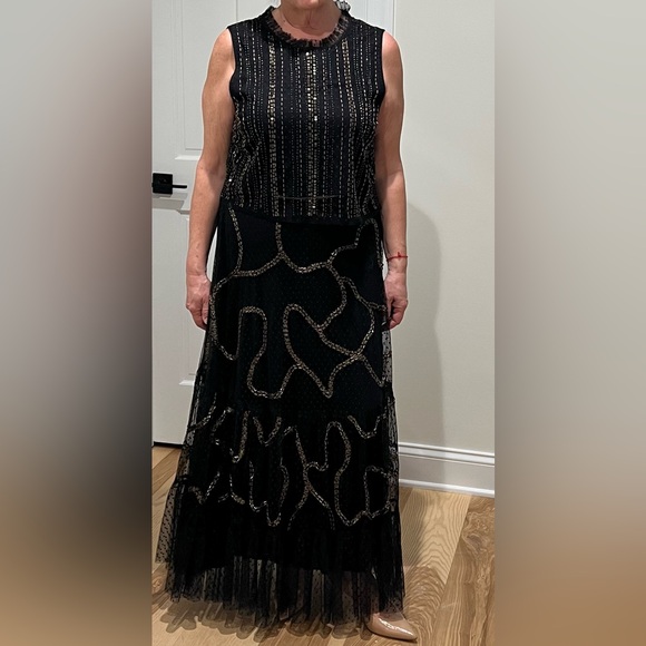 Anthropologie Black Gold Beaded wedding skirt blouse top set outfit size XL - Picture 6 of 12